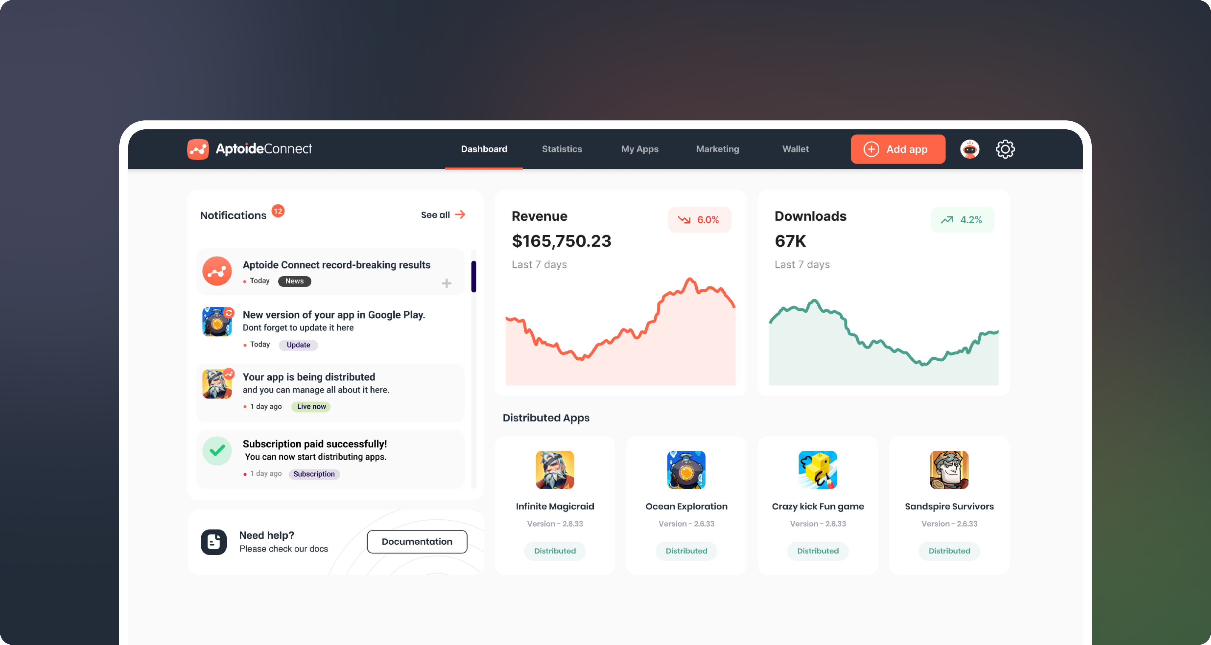 Aptoide Connect — redesigned dashboard